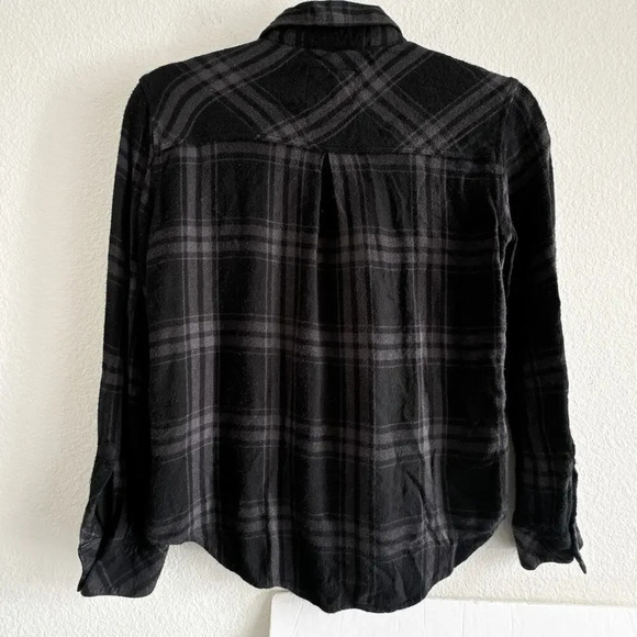 Rails Plaid Hunter Black Grey Long Sleeve Button Down Womens XS - Picture 6 of 10
